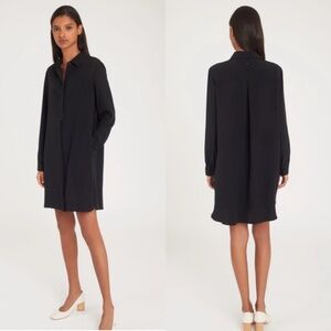 Cuyana Navy Silk Shirt Dress